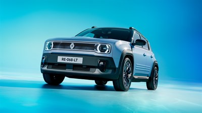 Modri Renault 4 na modrem ozadju.