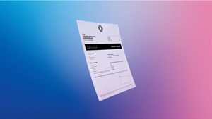 List papirja z naslovom »Your Service Agreement« lebdi pred ozadjem z modro-roza barvnim prelivom.