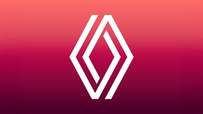 Logotip Renault na rožnatem prehodnem ozadju.