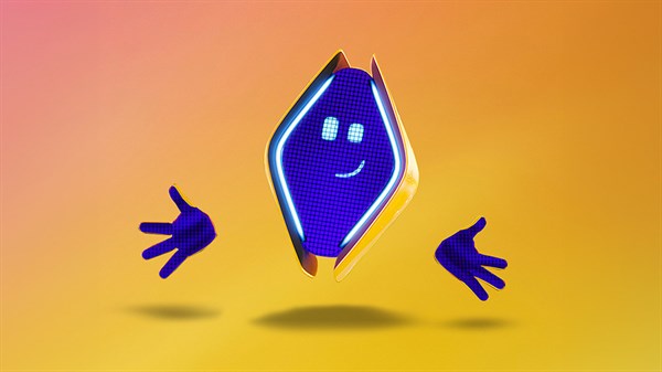  3D animirani avatar Renault na ozadju rumene barve.