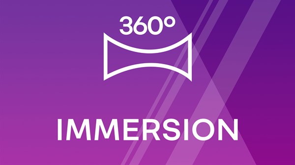 Ikona nastavitev z napisom "IMMERSION" na vijolični podlagi.