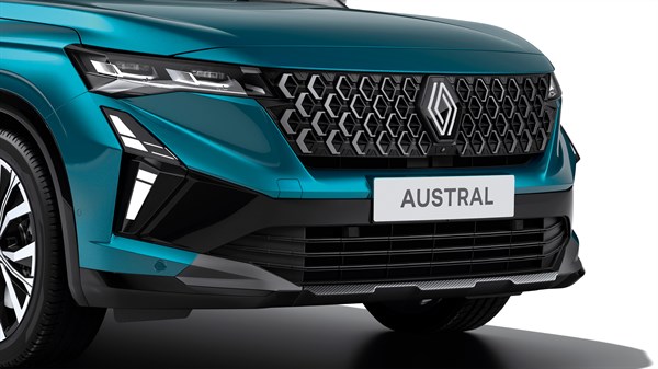 Podroben pogled na sprednji del Renault Austral.