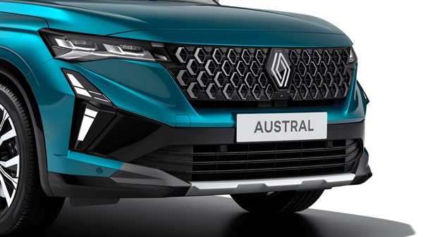 Podroben pogled na sprednji del Renault Austral.