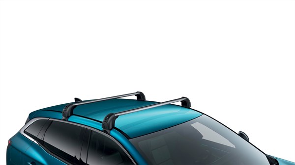 Renault Austral z nameščenima strešnima prečkama, ki omogočata prevoz dodatne prtljage ali športne opreme na strehi vozila.