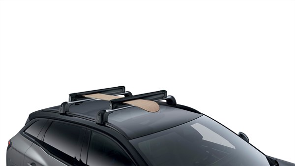 Renault Austral z nameščenima strešnima prečkama s snežno desko.