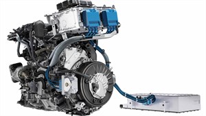 Pogonski sklop Renault Austral full hybrid E-Tech z baterijo in električnim motorjem.