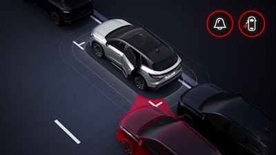 Renault Austral opozori potnike na nevarnost ob odpiranju vrat, če se približuje drugo vozilo.