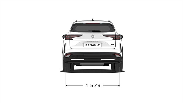 Shema Renault Espace od zadaj z označenimi merami: širina 1579.