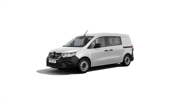 Bel Kangoo Van z dvojno kabino na belem ozadju. 
