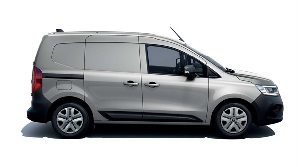 Slika sivega vozila Kangoo Van s pogledom od strani.