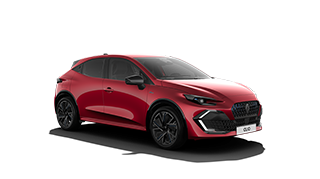 Rdeč Clio na belem ozadju.