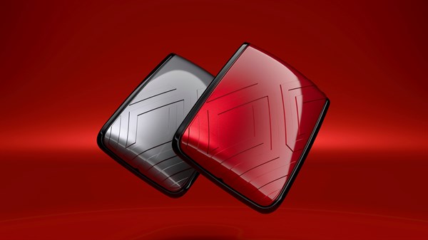 Ovitek po meri za kartico za prostoročno upravljanje Renault v rdeči in sivi barvi.