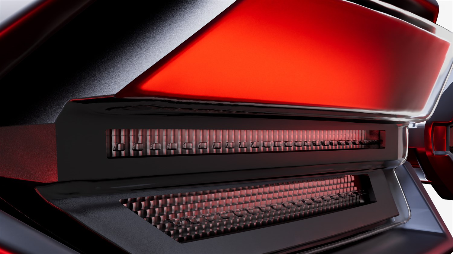 Detajl zadnje LED-luči novega Renault Clio z natančno oblikovano svetlobno strukturo in sodobnim dizajnom.