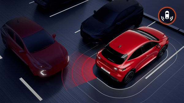 Novi Renault Clio prikazuje sistem z opozorilnikom na prečni promet.