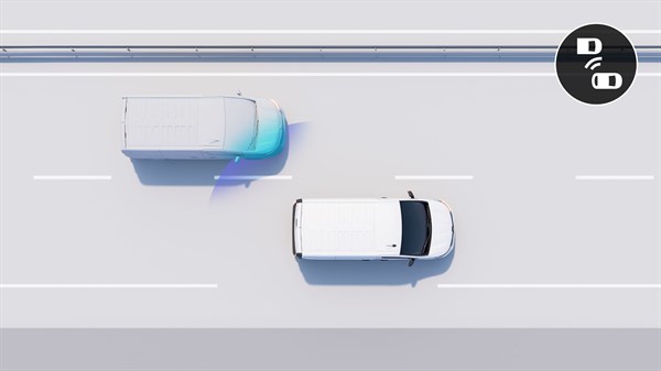 Prikaz sistema za opozarjanje na mrtvi kot v vozilu Renault Trafic Van.