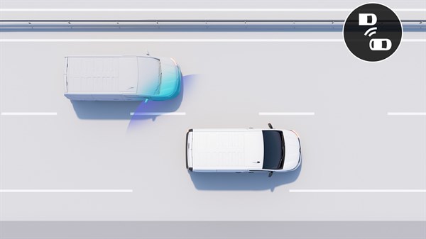 Prikaz sistema za opozarjanje na mrtvi kot v vozilu Renault Trafic Van.