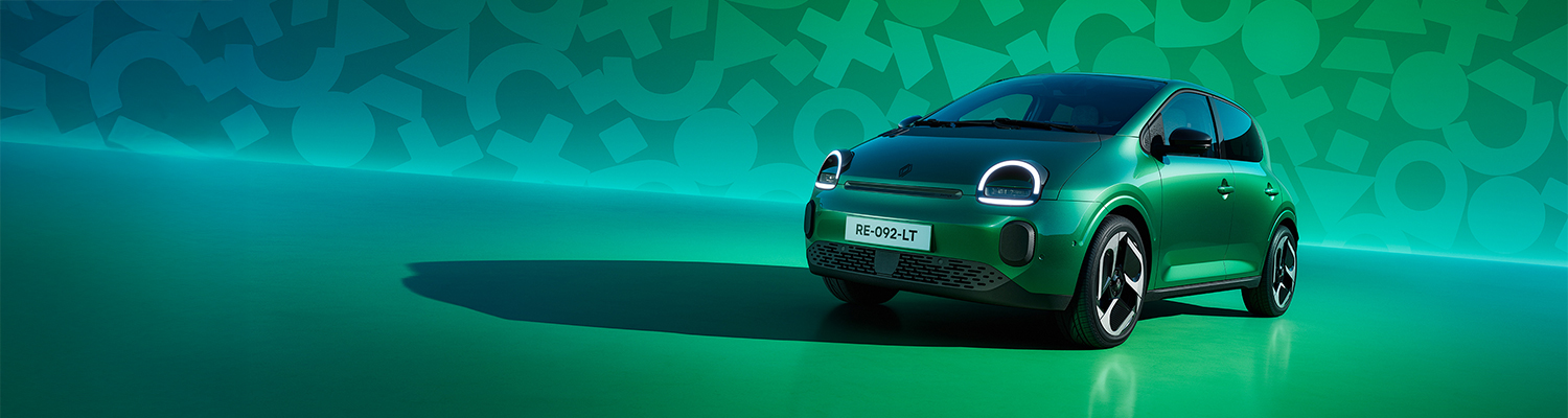 Zeleno ozdaje z napisom "Hello Twingo".