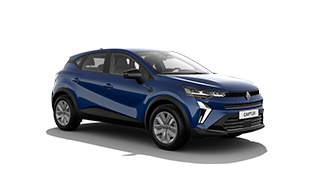 Modri Renault Captur - sprednji tričetrtinski pogled na beli podlagi