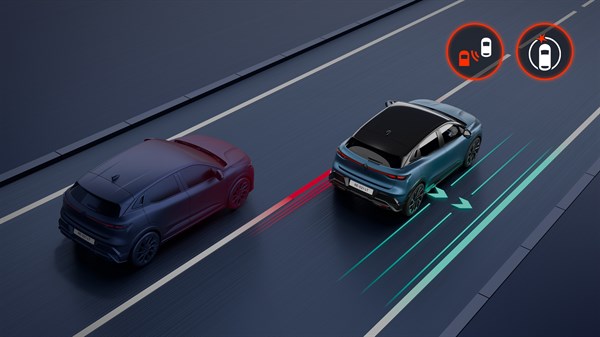 Renault Megane E-Tech electric - blind spot warning and emergency lane keeping assist