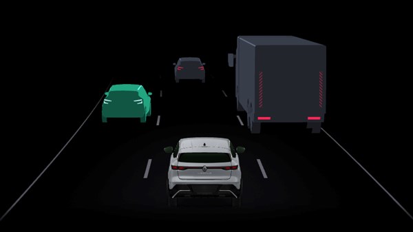 Renault Megane E-Tech electric - realistic view of traffic