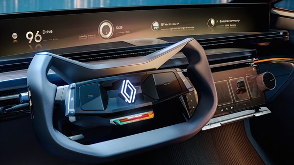 Kompaktni volan Renault R-Space Lab z digitalnimi upravljalnimi elementi.